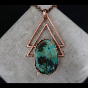 Geometric chrysocolla pendant necklace